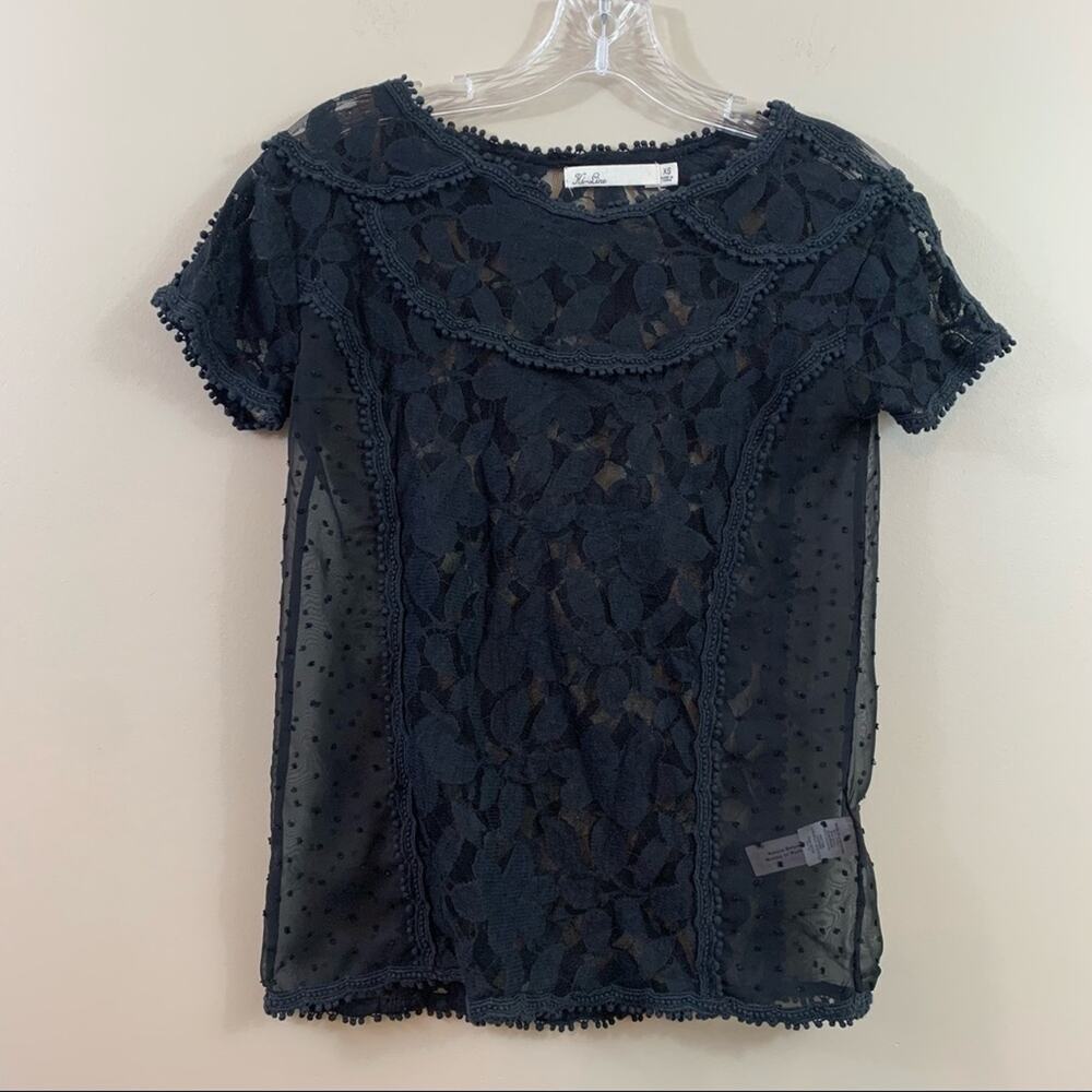 Hi-Line by Madewell Black Lace Sheer Top